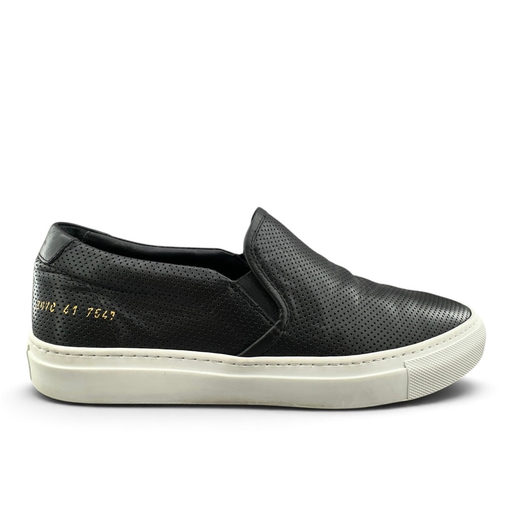 Common Projects Perforated Slip-On Sneakers Size EU 41 READ DESC Black Leather
